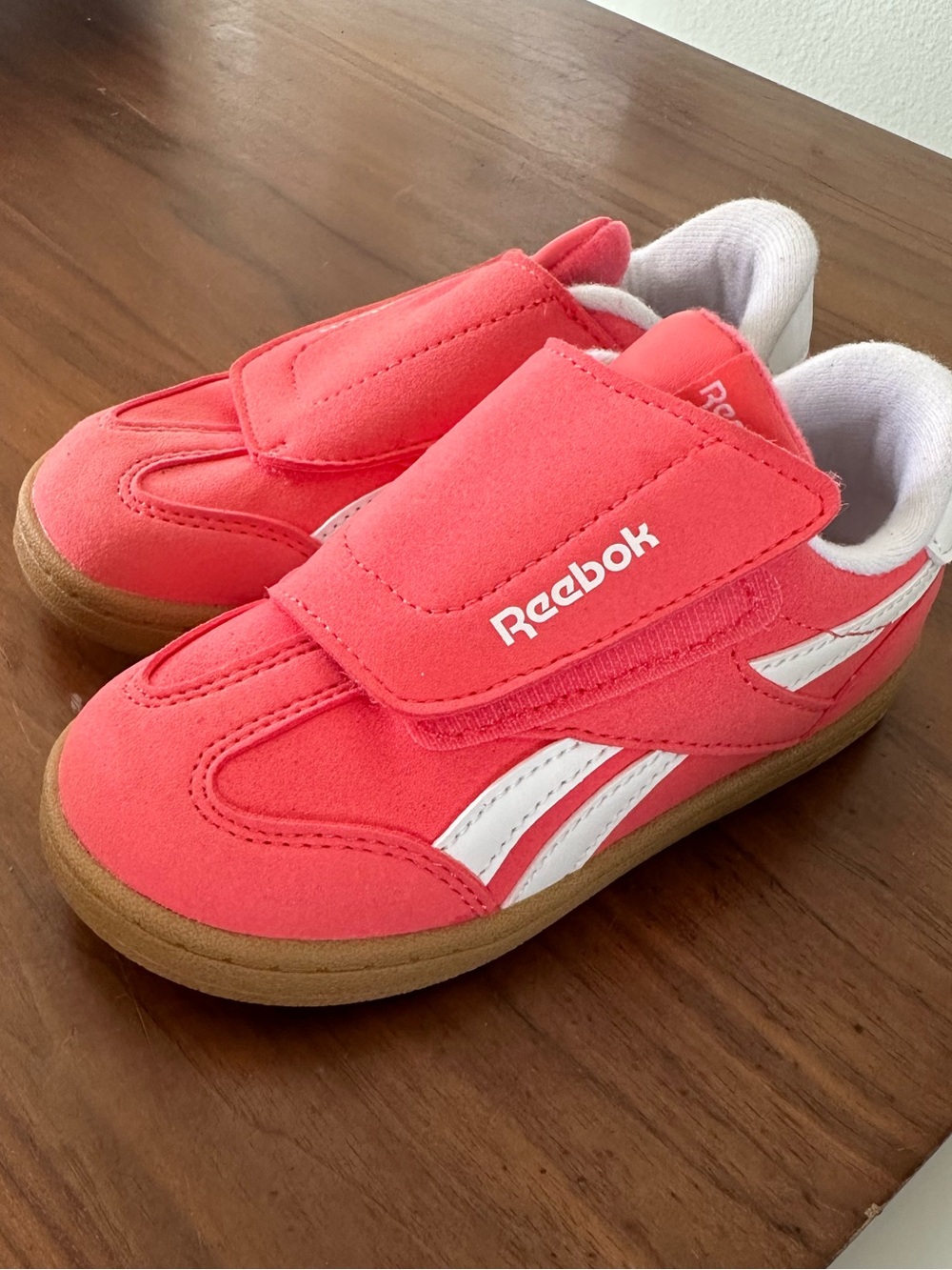Reebok Kids Coral/White Velcro Sneakers